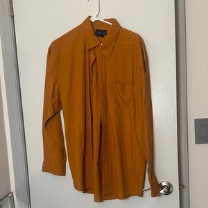 Basic Editions Men's Long-Sleeve Dress Shirt in Rust